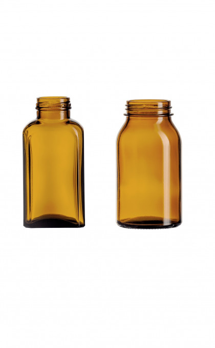 Wide neck round and rectangular bottles with screw